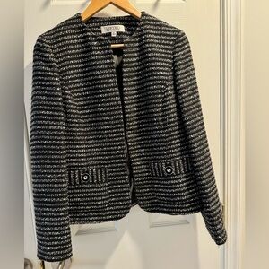 Kasper tweed blazer black and white